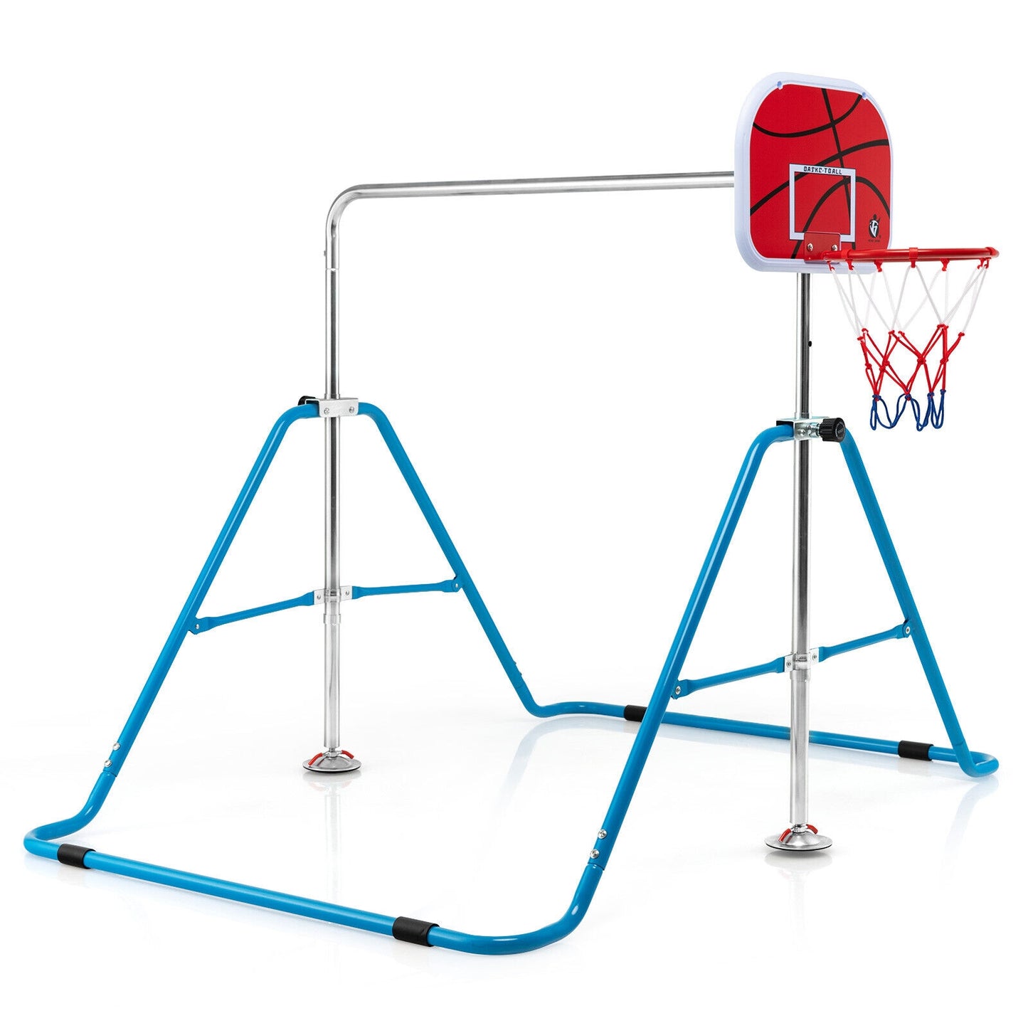 Kids Folding Horizontal Bar with 4 Adjustable Heights-Blue Kids Crystal