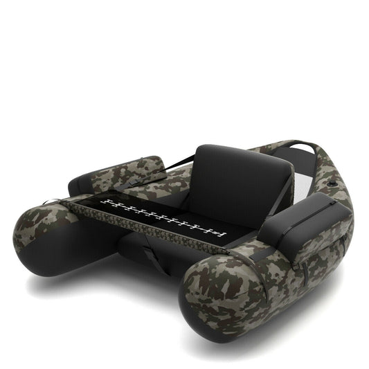 Inflatable Fishing Float Tube with Pump Storage Pockets and Fish Ruler-Camouflage Kids Crystal