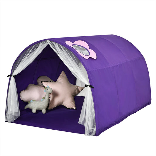 Kids Portable Galaxy Starry Sky Dream Portable Play Tent with Double Net Curtain-Purple Kids Crystal