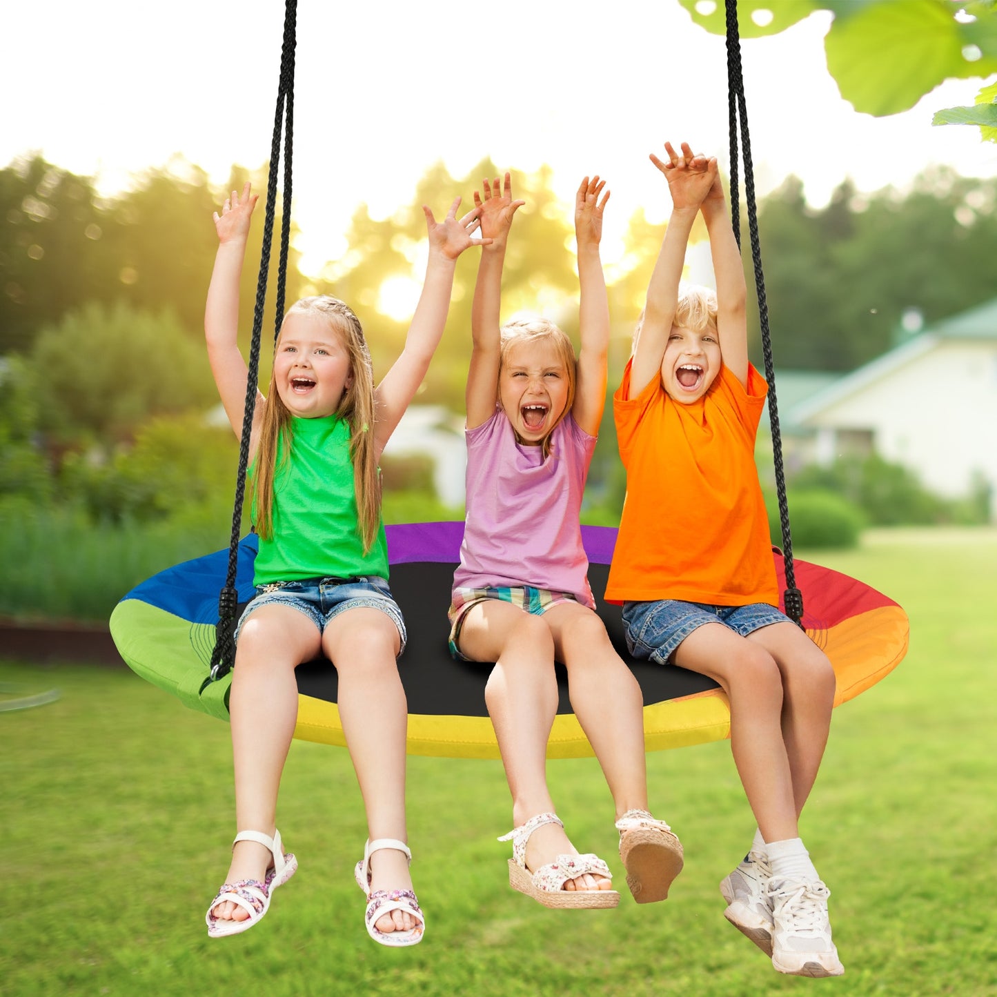 40-Inch Flying Saucer Tree Swing Outdoor Play Set with Easy Installation Process for Kids Kids Crystal