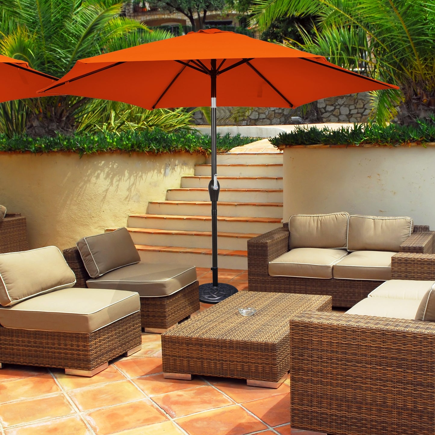 10 Feet Outdoor Patio Umbrella with Tilt Adjustment and Crank-Orange Kids Crystal