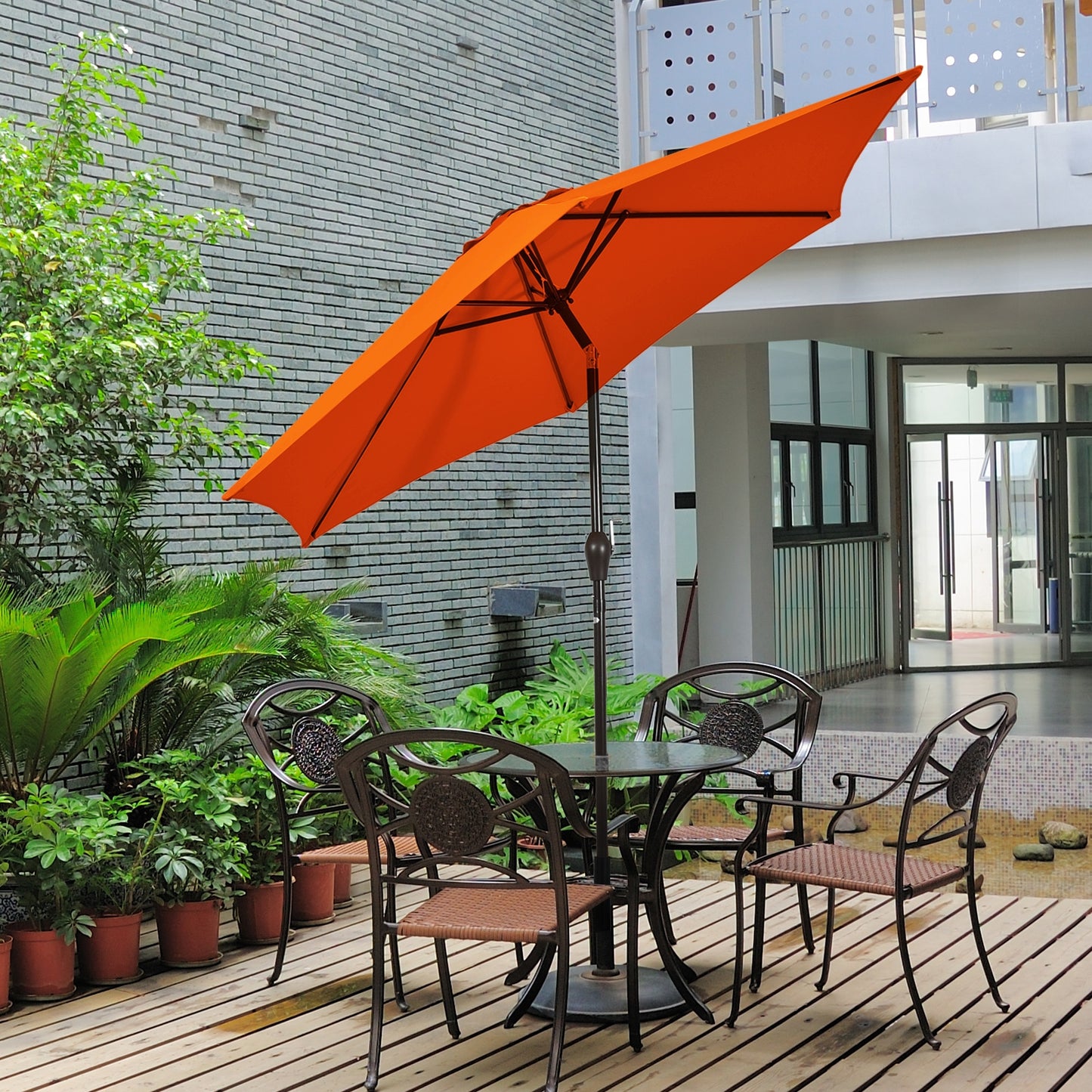 10 Feet Outdoor Patio Umbrella with Tilt Adjustment and Crank-Orange Kids Crystal