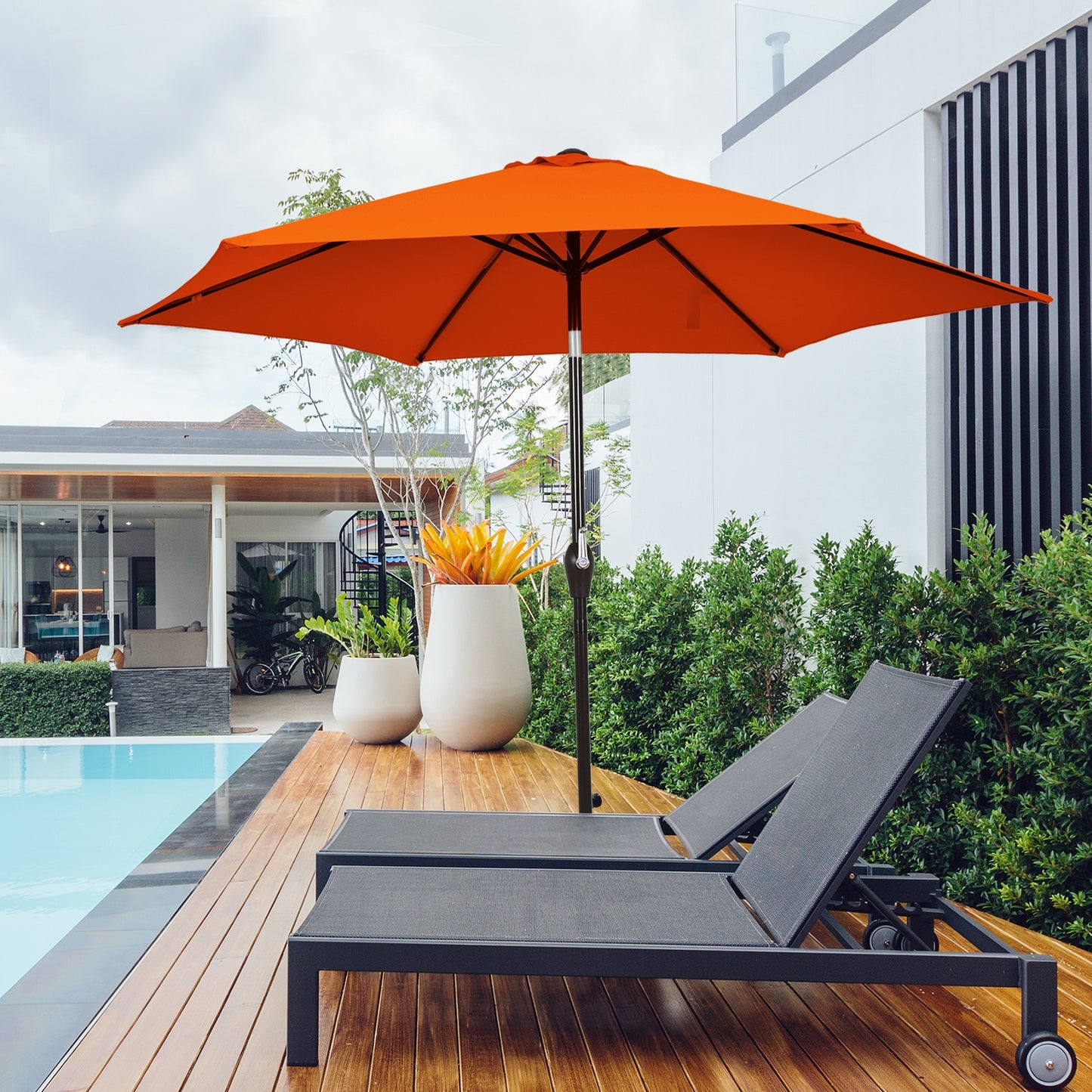 10 Feet Outdoor Patio Umbrella with Tilt Adjustment and Crank-Orange Kids Crystal