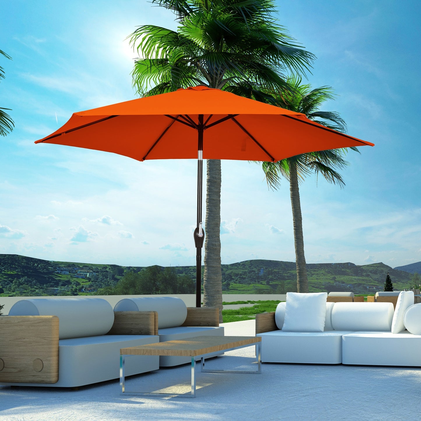 10 Feet Outdoor Patio Umbrella with Tilt Adjustment and Crank-Orange Kids Crystal
