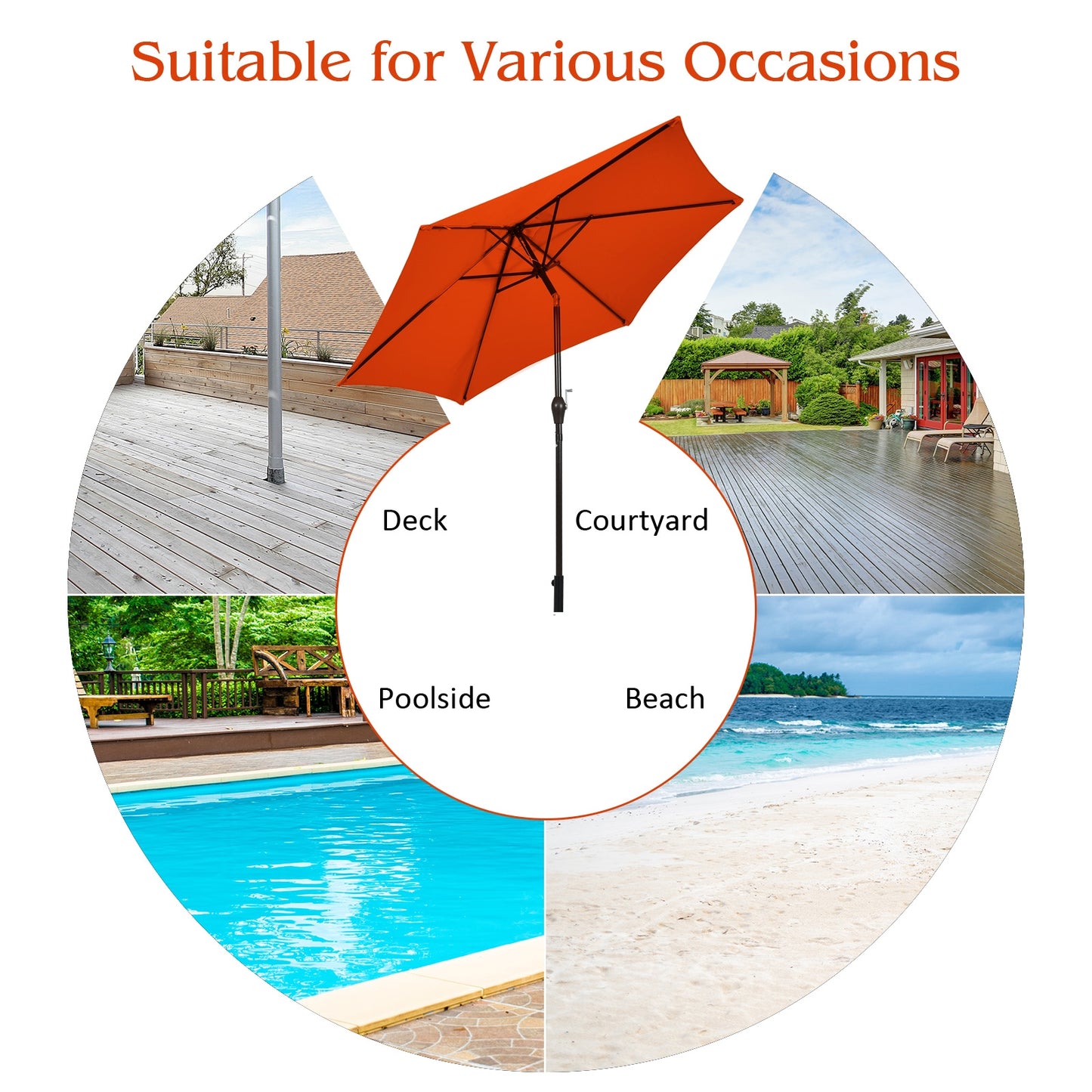 10 Feet Outdoor Patio Umbrella with Tilt Adjustment and Crank-Orange Kids Crystal