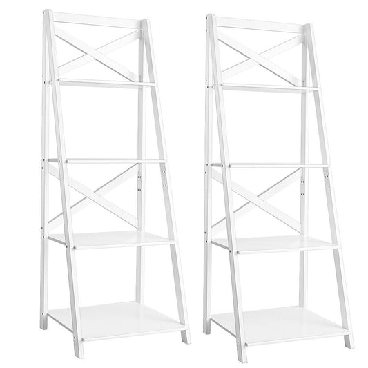 4-Tier Wood Display Storage Bookshelf-White Kids Crystal