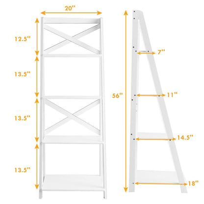 4-Tier Wood Display Storage Bookshelf-White