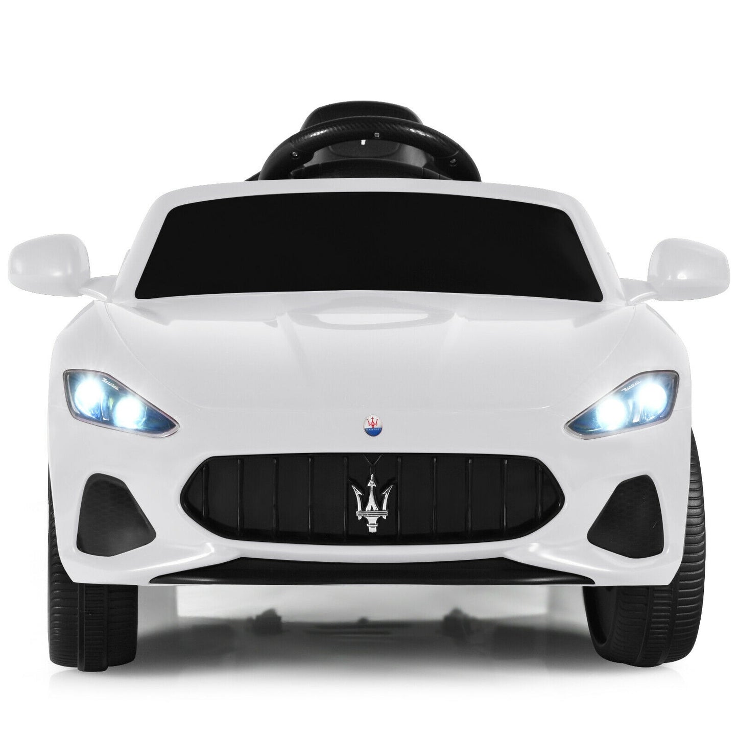 12V Kids Ride-On Car with Remote Control and Lights-White Kids Crystal