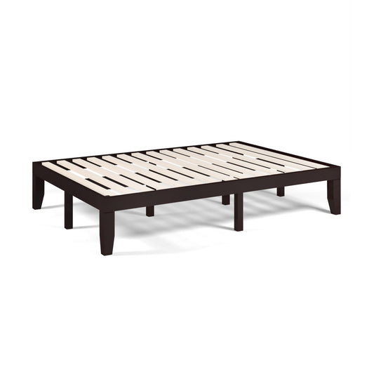 14 Inch Full Size Wood Platform Bed Frame with Wood Slat Support-Brown Kids Crystal