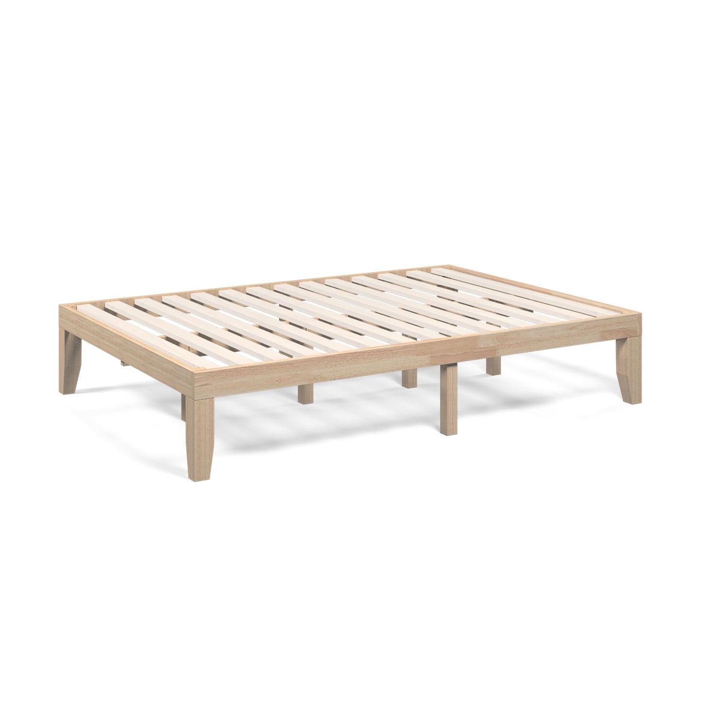 14 Inch Full Size Wood Platform Bed Frame with Wood Slat Support-Natural Kids Crystal