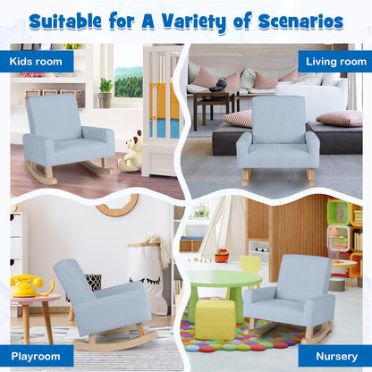 Kids Rocking Chair with Solid Wood Legs-Blue