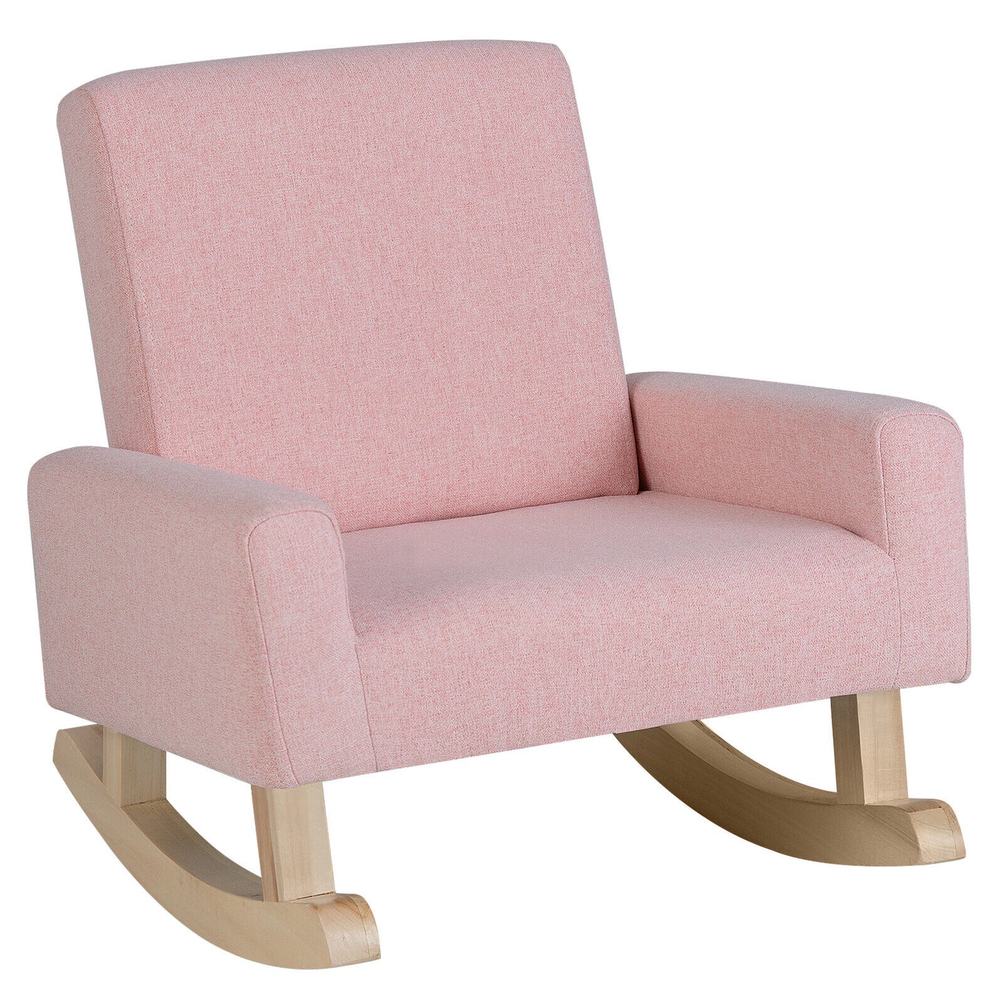 Kids Rocking Chair with Solid Wood Legs-Pink Kids Crystal