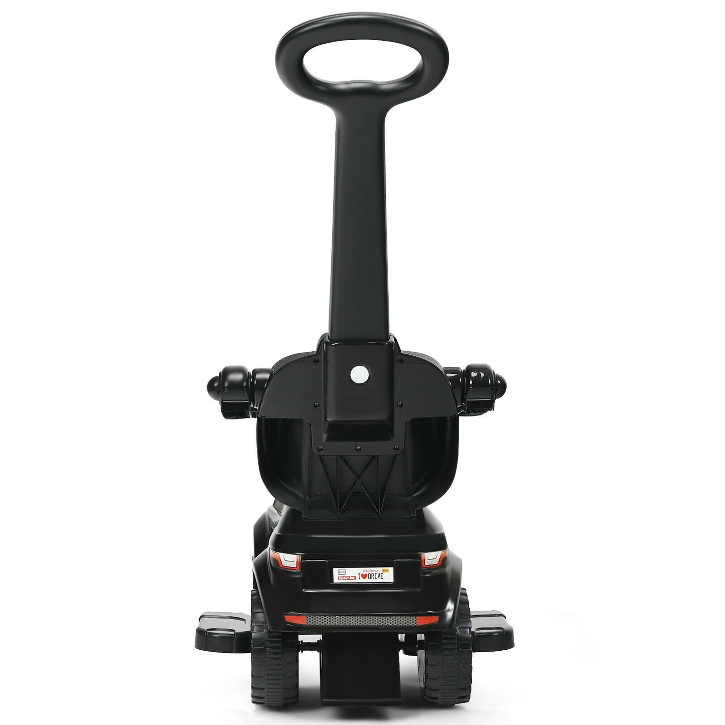 3 in 1 Ride on Push Car Toddler Stroller Sliding Car with Music-Black Kids Crystal