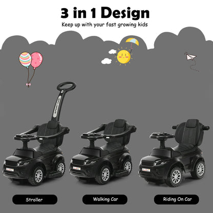 3 in 1 Ride on Push Car Toddler Stroller Sliding Car with Music-Black