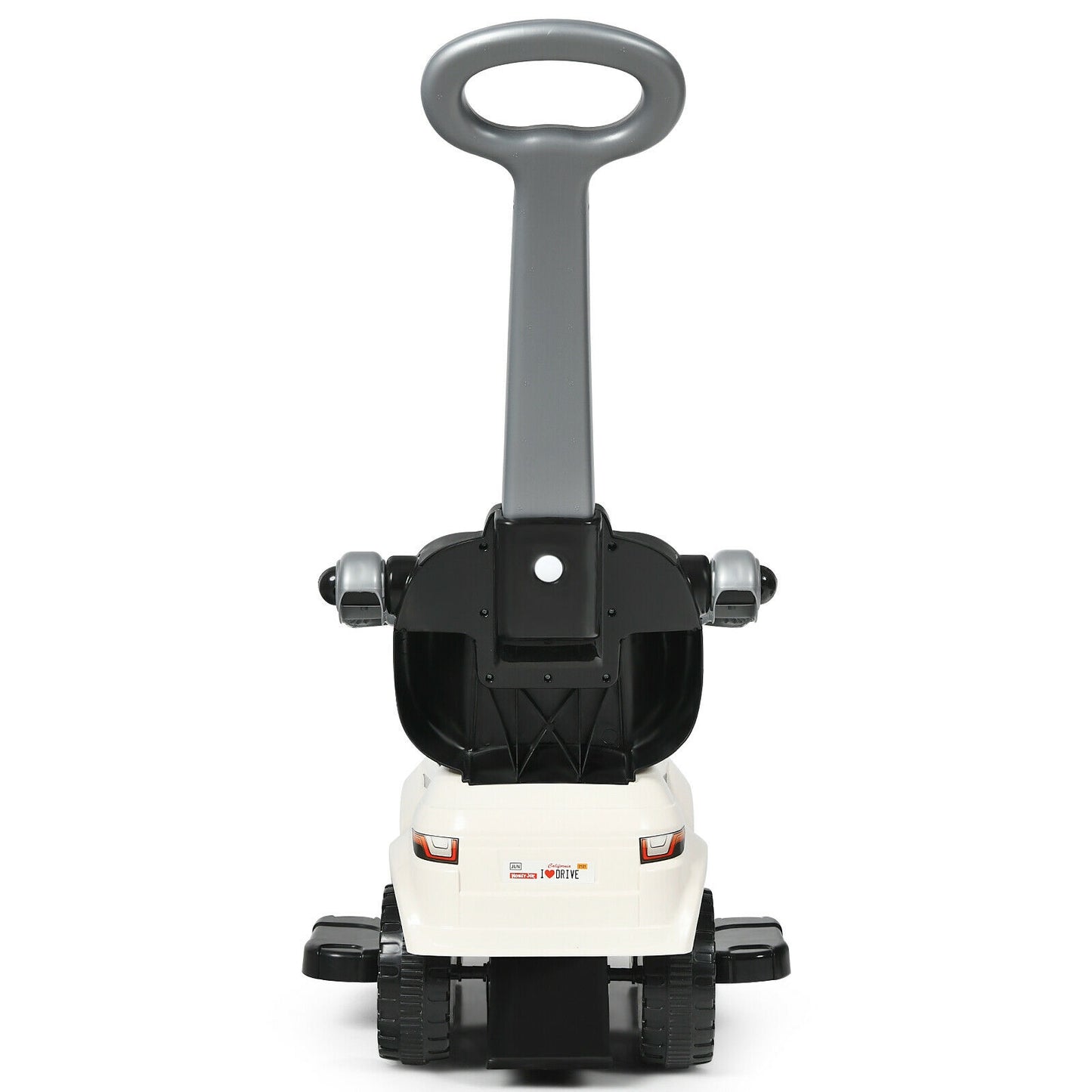 3 In 1 Ride on Push Car Toddler Stroller Sliding Car with Music-White Kids Crystal