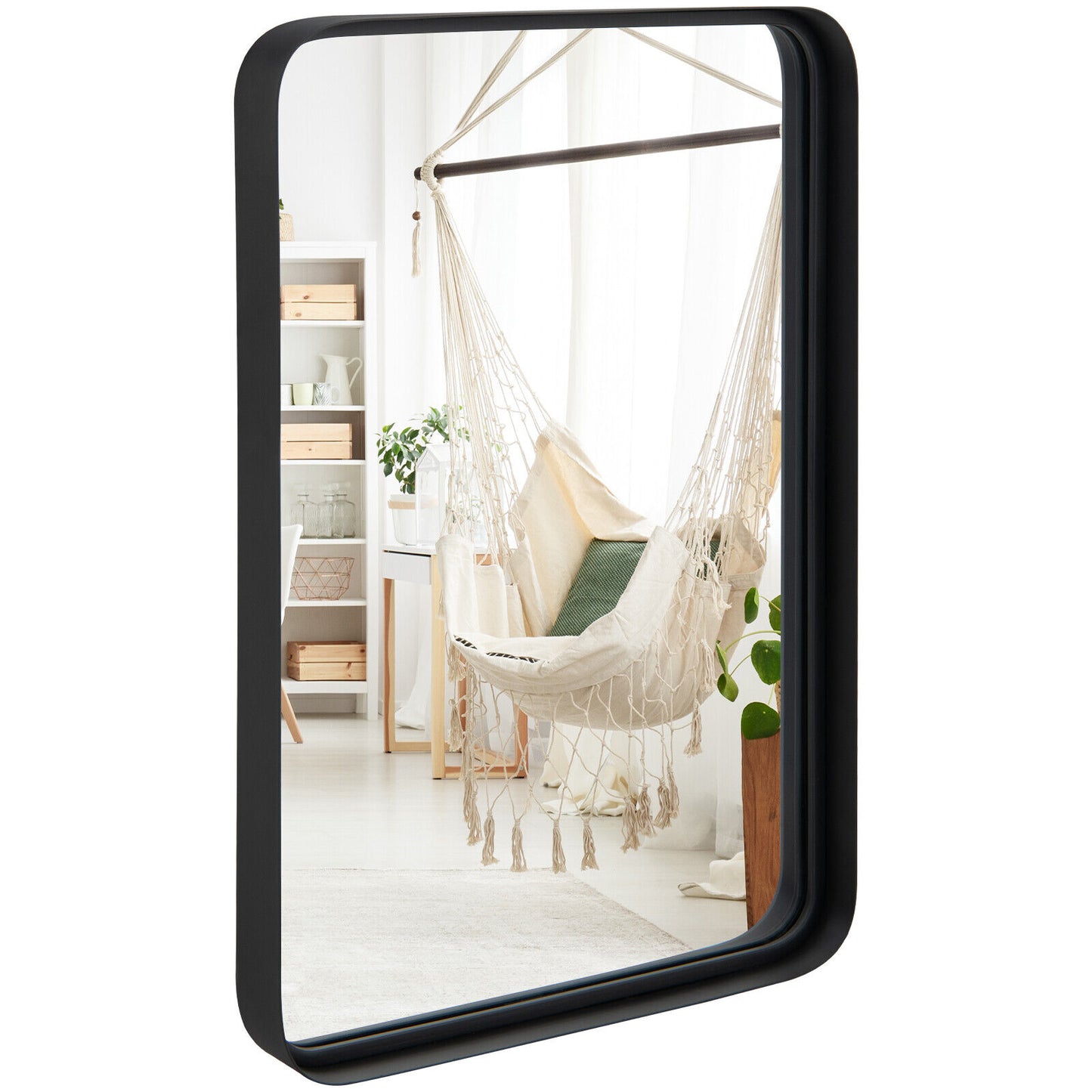 Rectangular Wall Mount Bathroom Mirror with Solid Steel Frame-S Kids Crystal