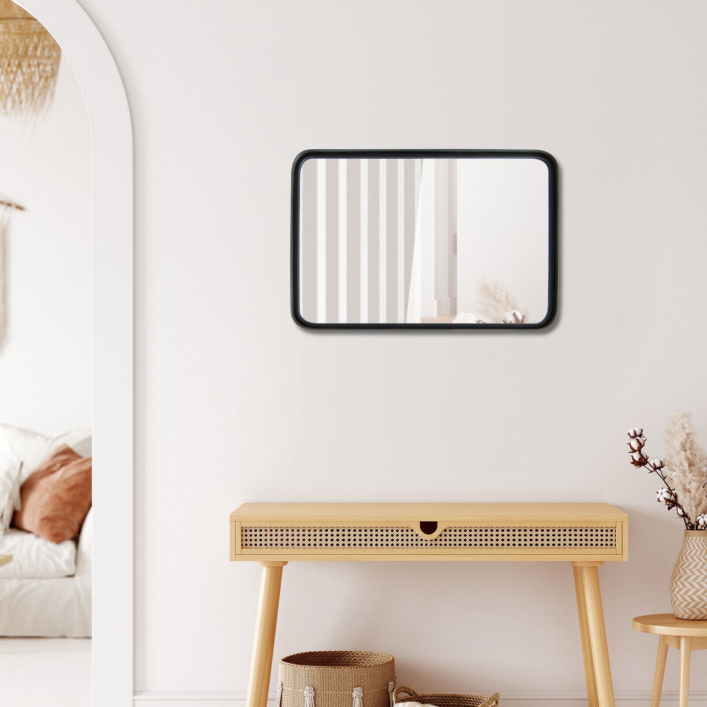 Rectangular Wall Mount Bathroom Mirror with Solid Steel Frame-S Kids Crystal