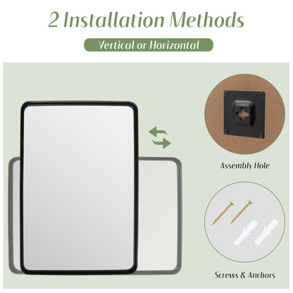 Rectangular Wall Mount Bathroom Mirror with Solid Steel Frame-L