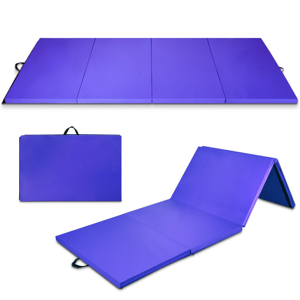 4 Feet x 10 Feet x 2 Inch Folding Gymnastics Tumbling Gym Mat-Purple Kids Crystal