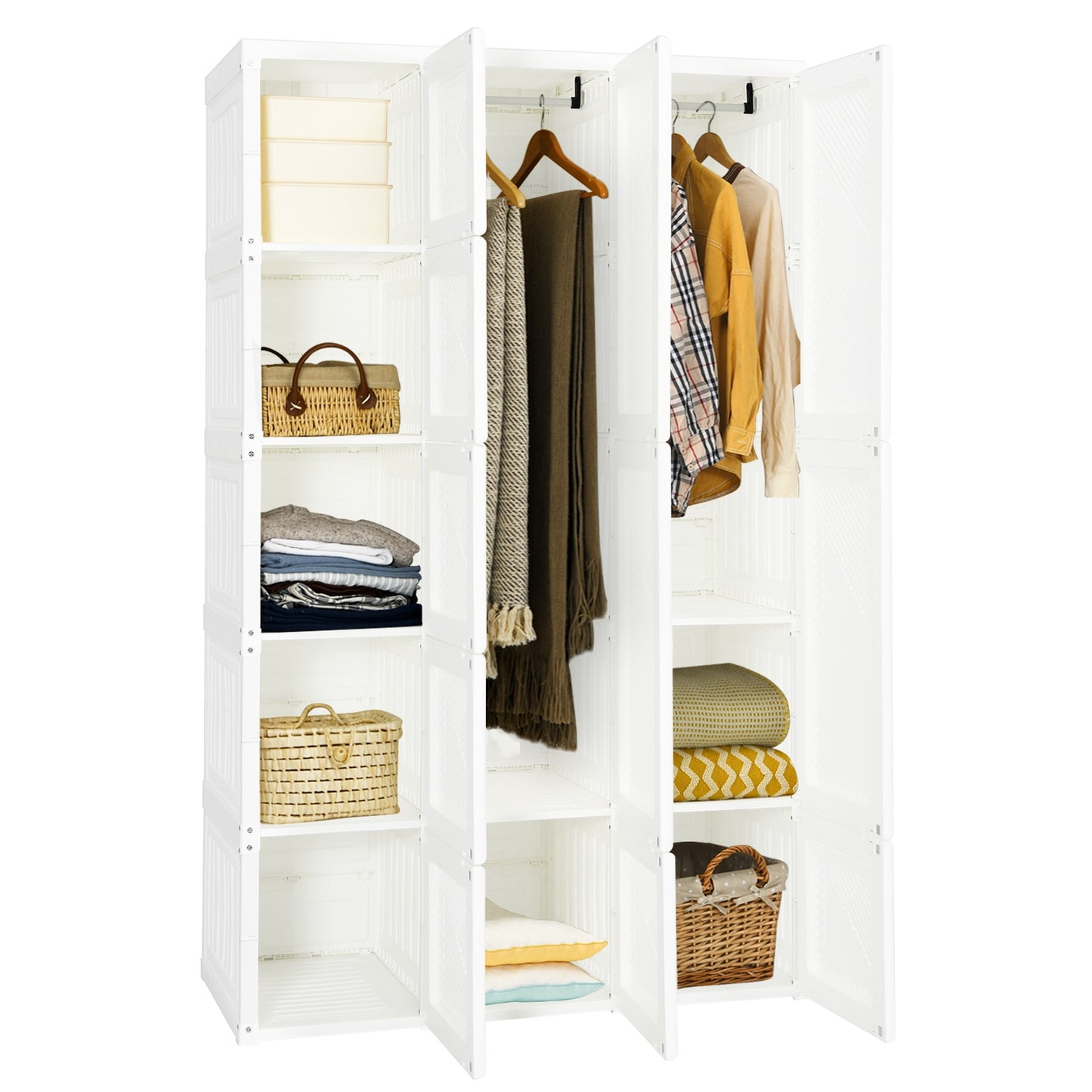 Foldable Armoire Wardrobe Closet with 10 Cubes Kids Crystal