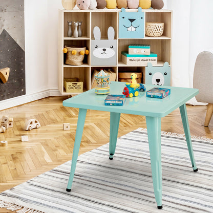 27-Inch Kids Square Steel Table Play Learn Activity Table-Blue