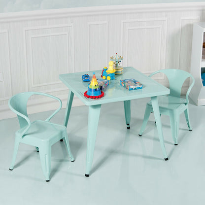27-Inch Kids Square Steel Table Play Learn Activity Table-Blue