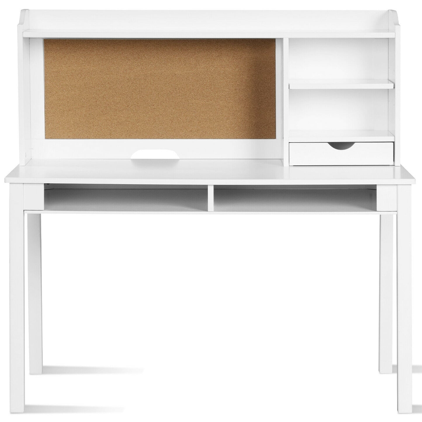Kids Desk and Chair Set Study Writing Desk with Hutch and Bookshelves-White Kids Crystal