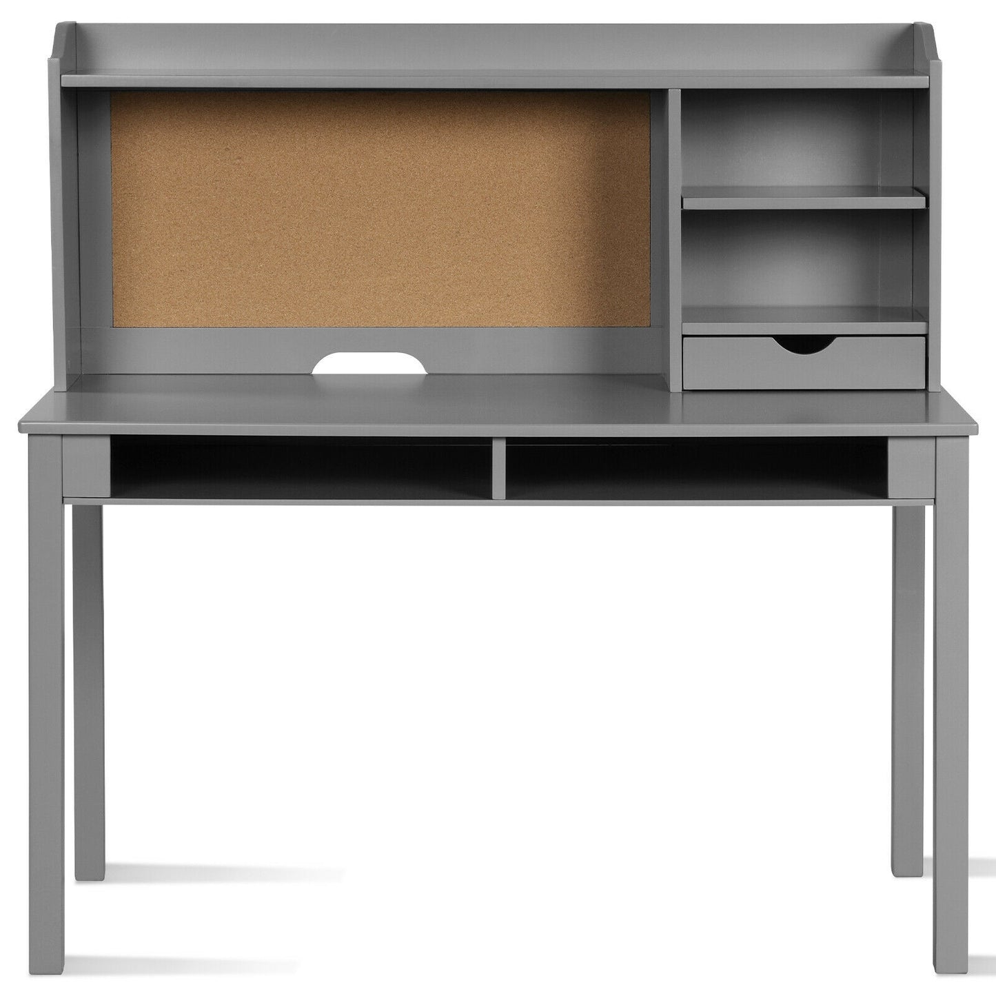 Kids Desk and Chair Set Study Writing Desk with Hutch and Bookshelves-Gray Kids Crystal
