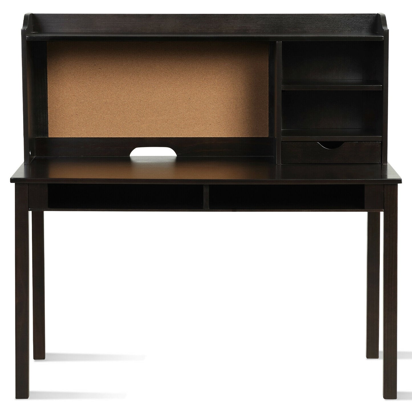 Kids Desk and Chair Set Study Writing Desk with Hutch and Bookshelves-Brown Kids Crystal