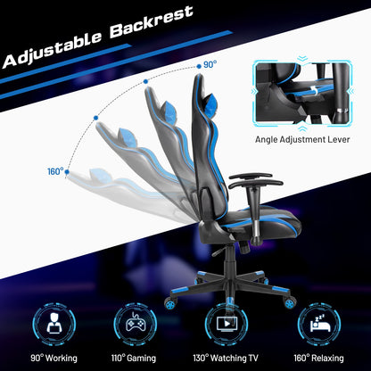 Gaming Chair Adjustable Swivel Racing Style Computer Office Chair-Blue