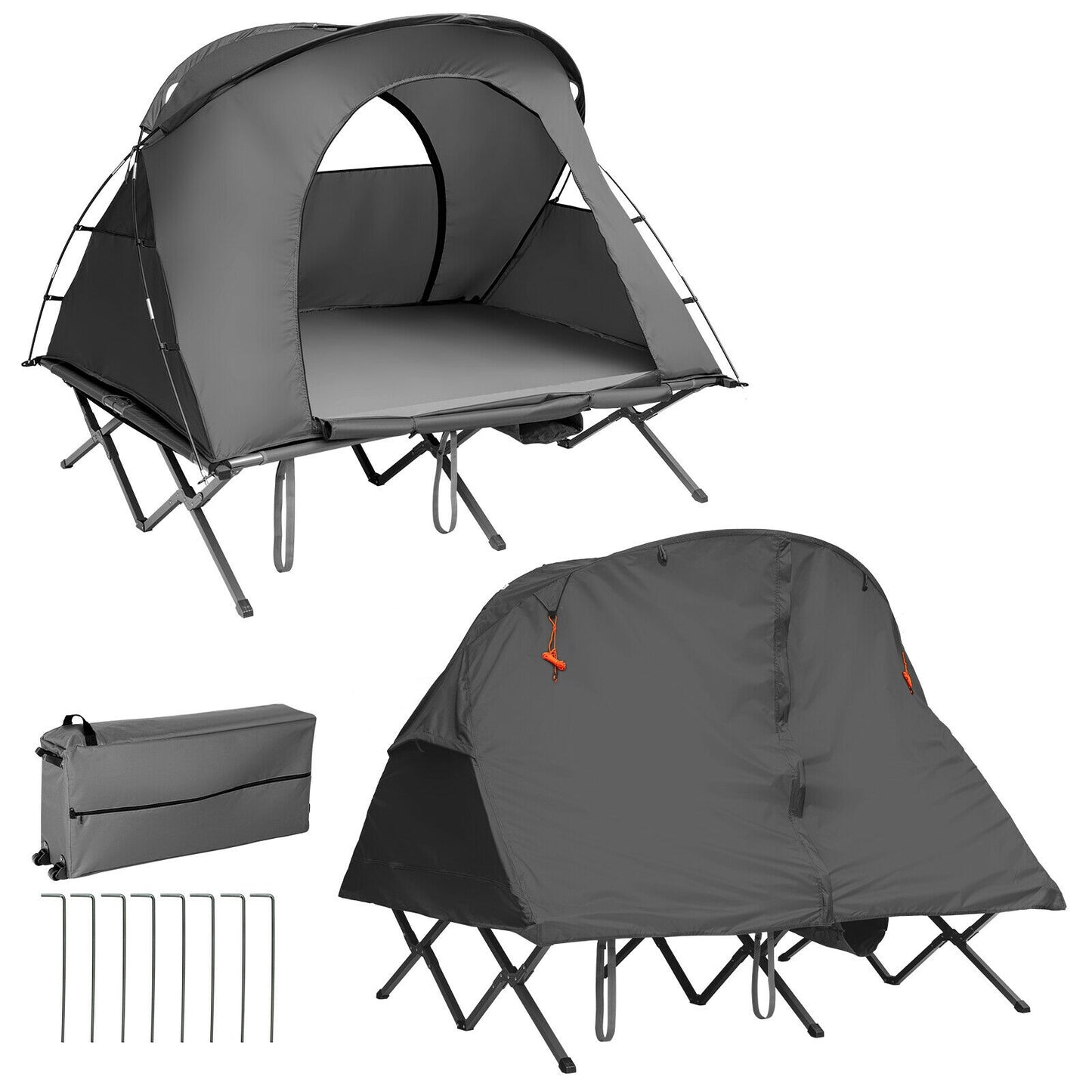 2-Person Outdoor Camping Tent with External Cover-Gray Kids Crystal