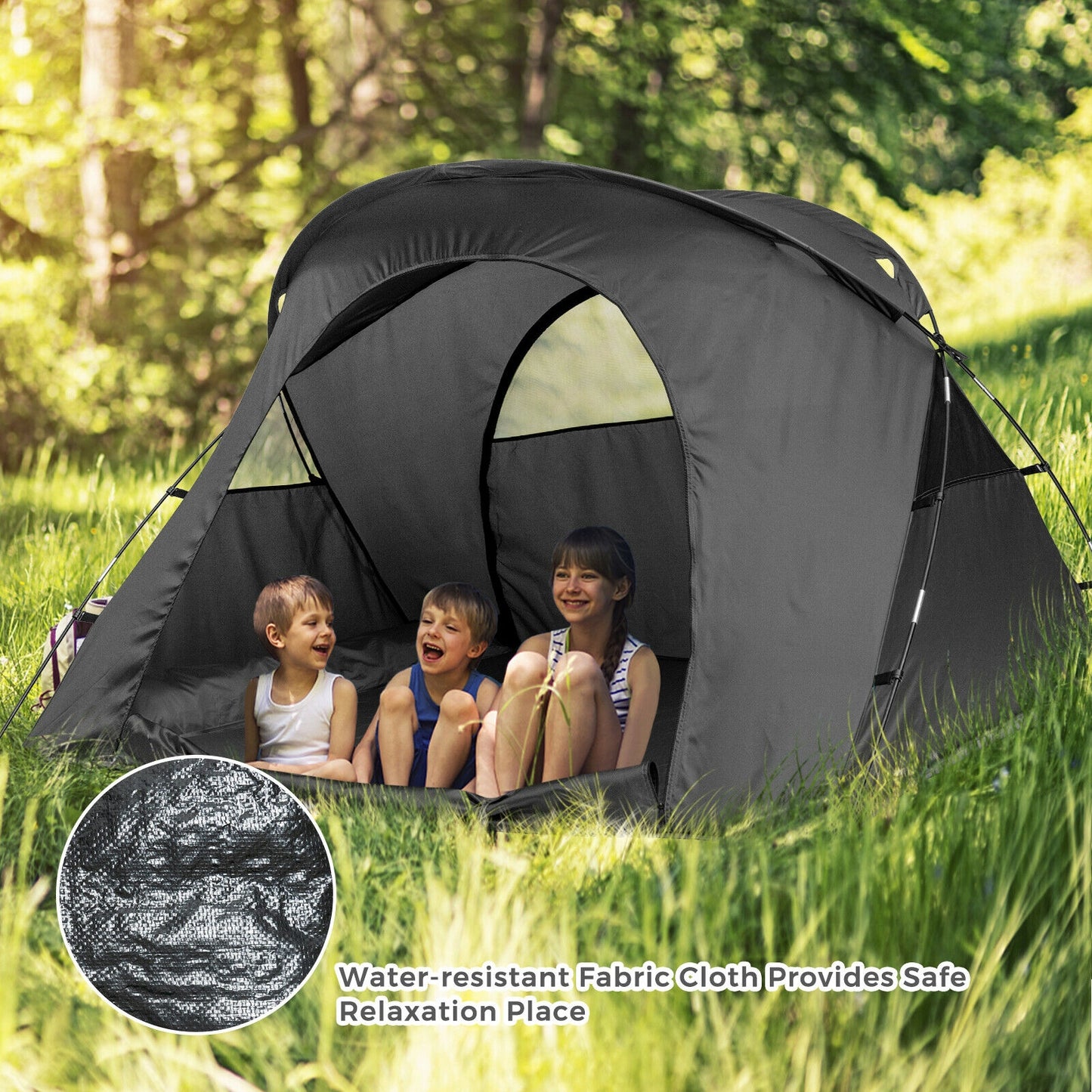 2-Person Outdoor Camping Tent with External Cover-Gray Kids Crystal