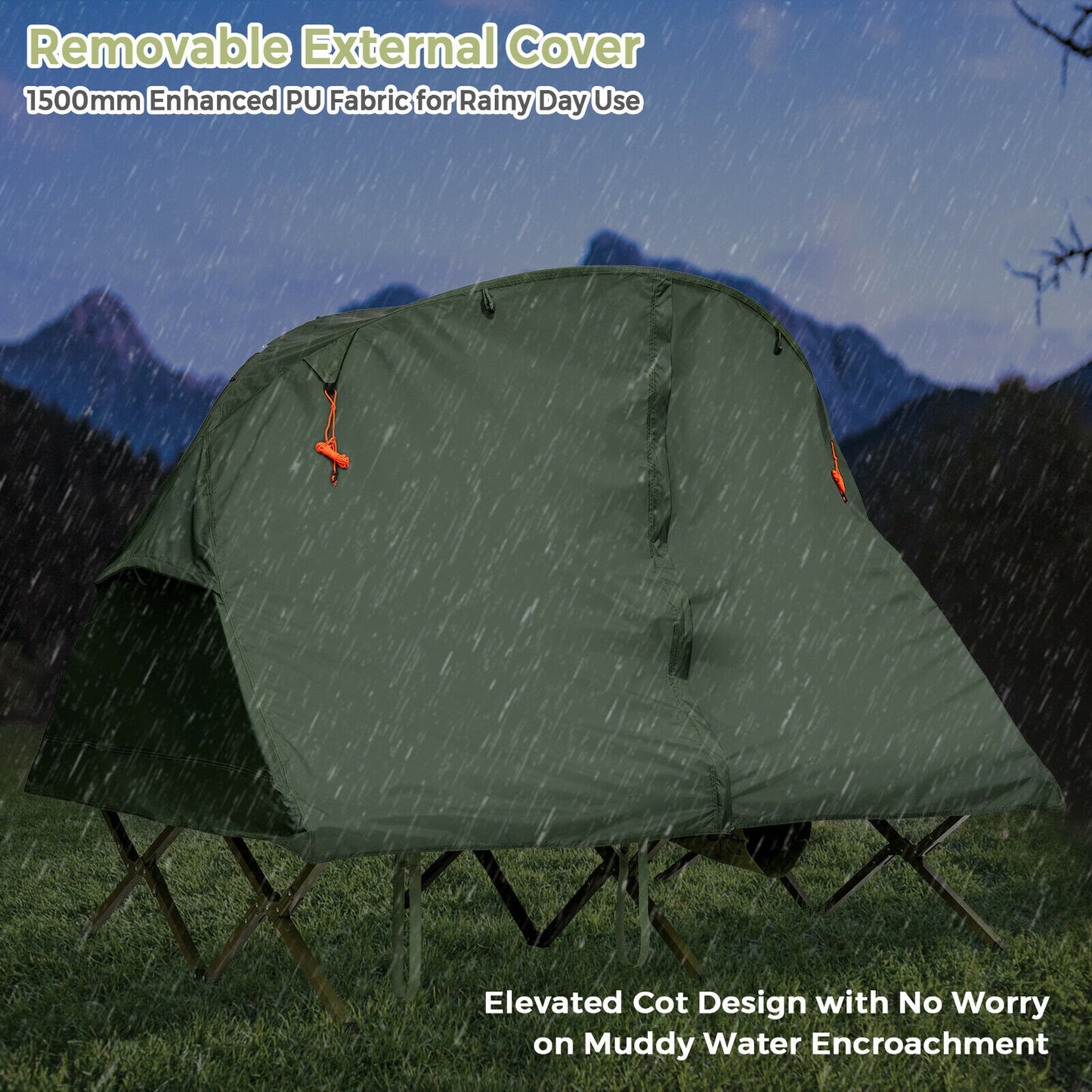 2-Person Outdoor Camping Tent with External Cover-Green Kids Crystal