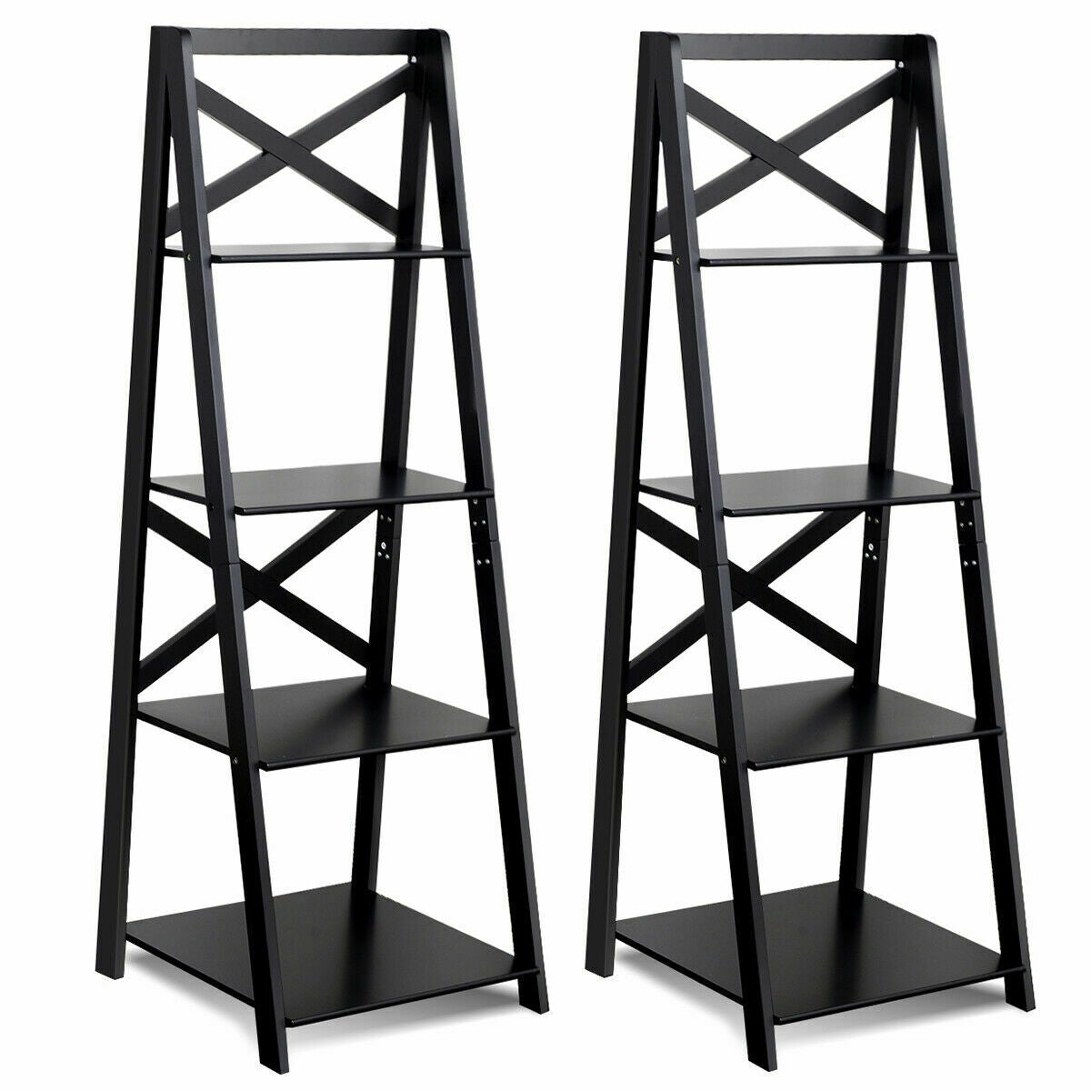 4-Tier Wood Display Storage Bookshelf-Black Kids Crystal