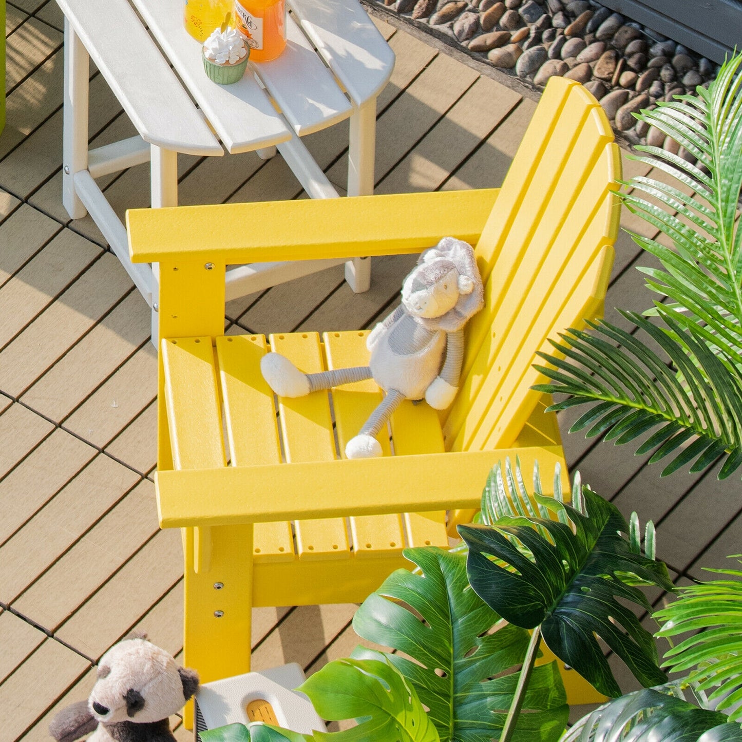 Patio Kids' Adirondack Chair with Ergonomic Backrest-Yellow Kids Crystal