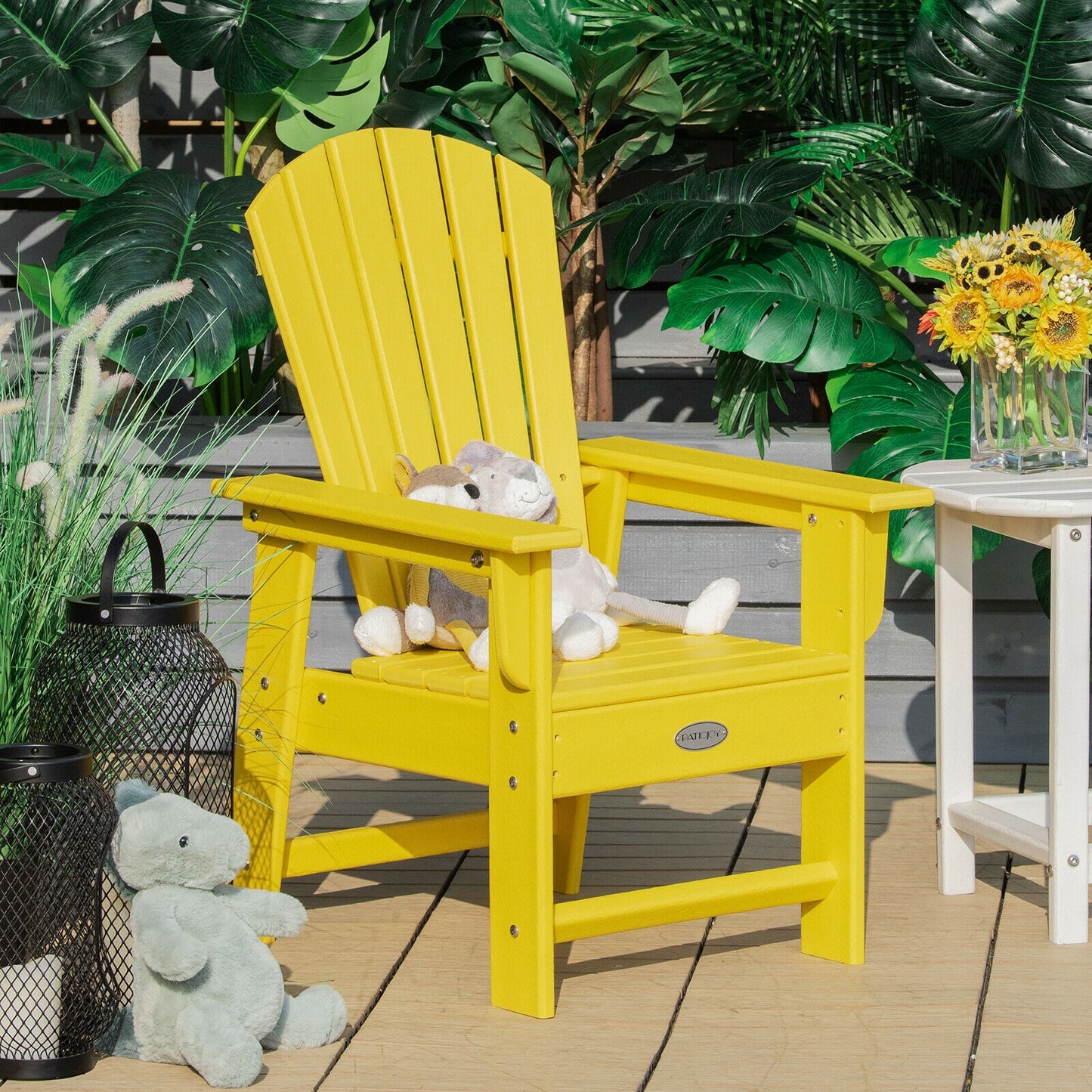 Patio Kids' Adirondack Chair with Ergonomic Backrest-Yellow Kids Crystal