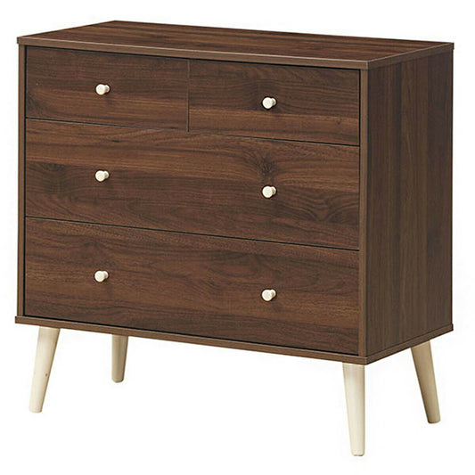 4-Drawer Dresser Cabinet Storage Organizer Rubber Leg with Rail-Walnut Kids Crystal