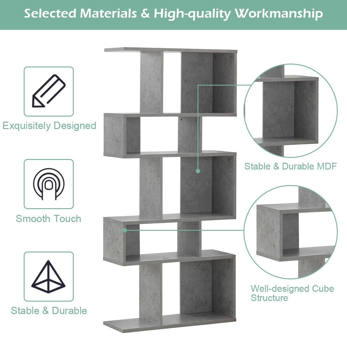 5 Cubes Ladder Shelf Corner Bookshelf Display Rack Bookcase-Gray Kids Crystal
