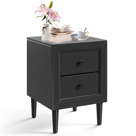 Multipurpose Retro Bedside Nightstand/ End Table with 2 Drawers-Black Kids Crystal