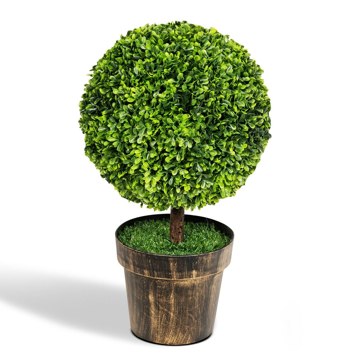 2 Pieces 24 Inch Artificial Boxwood Topiary Ball Tree for House and Office Kids Crystal