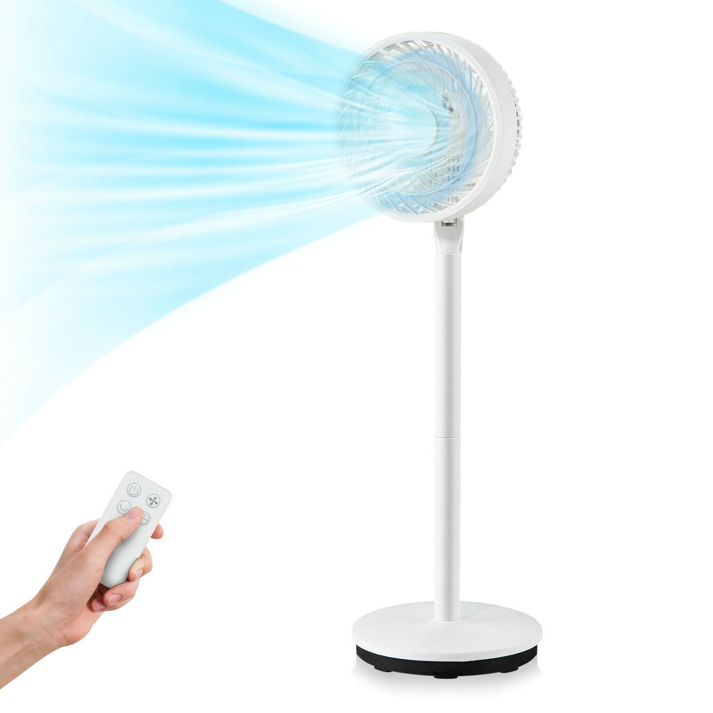 9 Inch Portable Oscillating Pedestal Floor Fan with Adjustable Heights and Speeds-White Kids Crystal