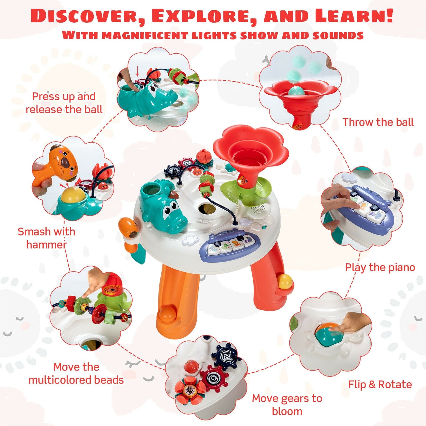 Mind-Developing Explore Activity Center Table for Kids Kids Crystal