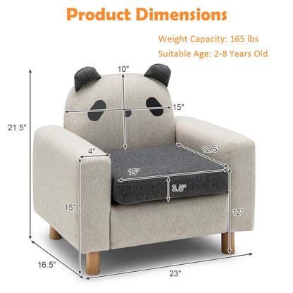 Kids Sofa with Armrest and Thick Cushion-Gray
