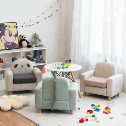 Kids Sofa with Armrest and Thick Cushion-Gray