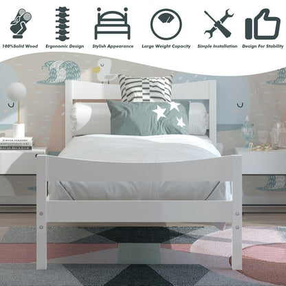 Twin Size Platform Bed Frame Foundation Slat Support -White