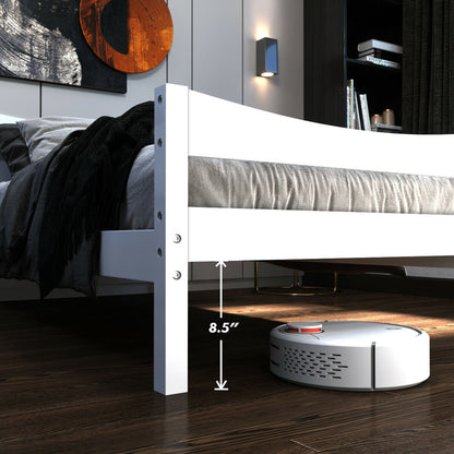 Twin Size Platform Bed Frame Foundation Slat Support -White