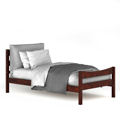 Twin Size Platform Bed Frame Foundation Slat Support -Walnut