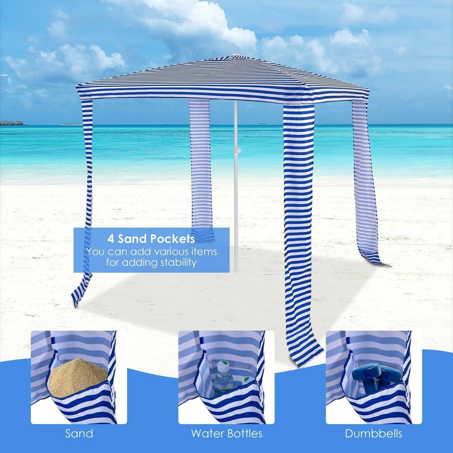 6.6 x 6.6 Feet Foldable and Easy-Setup Beach Canopy With Carry Bag-Navy Kids Crystal