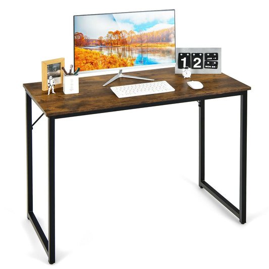 L Shaped Computer Desk and Writing Workstation for Home and Office-Rustic Brown Kids Crystal