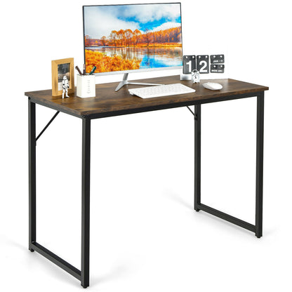 L Shaped Computer Desk and Writing Workstation for Home and Office-Rustic Brown